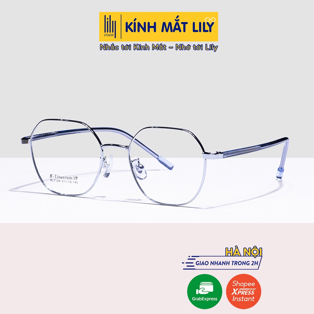 Gọng kính nam nữ LILYEYEWEAR mắt tròn chất liệu B-Titanium thanh mảnh màu sắc thời trang 7128