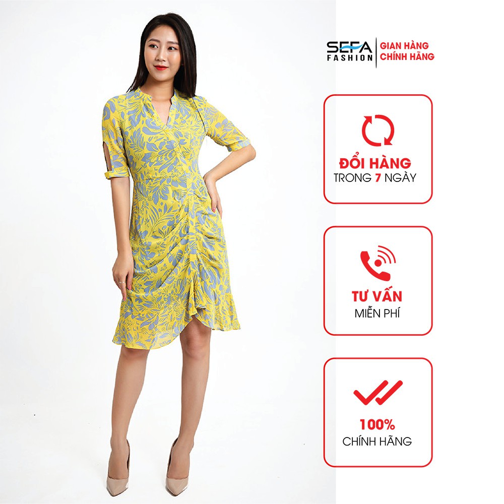 Đầm hoa SEFA cộc tay tà chéo