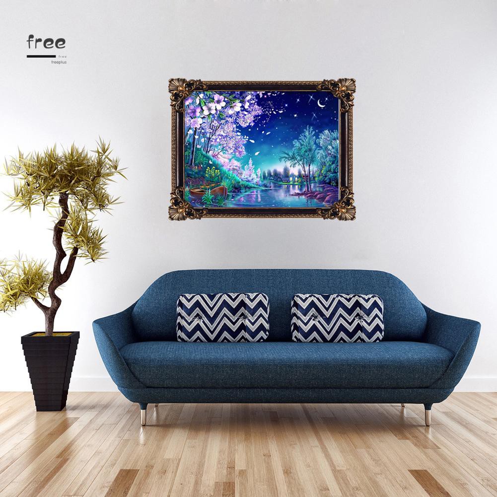 Tranh thêu trang trí thủ công 5D hình xứ sở thần tiên tưởng tượng