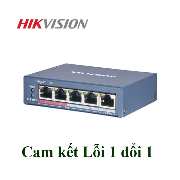 Switch Poe HIKVISION 4 cổng DS-3E0105P-E/M(B) chuyên dùng cho camera IP , Thiết bị mạng ( xám)- C02- Bảo hành 24 Tháng