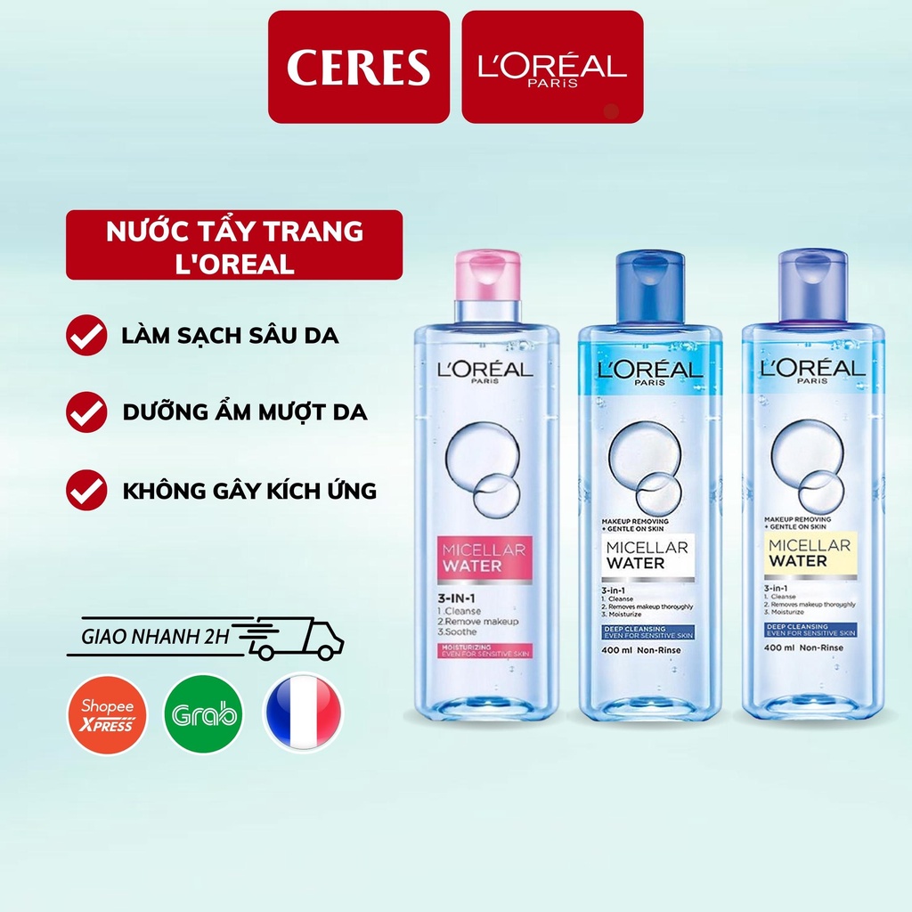 Nước Tẩy Trang Loreal - Tẩy Trang L'oreal Micellar Water 400ml Skincare Dưỡng Da