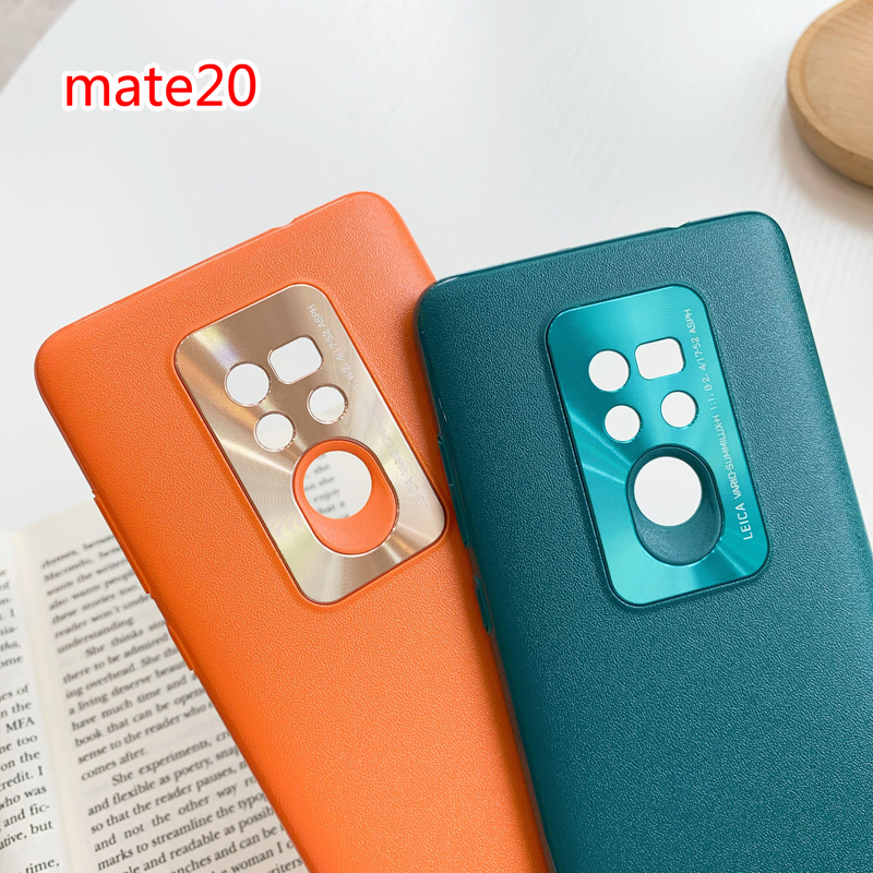 Ốp điện thoại da có viền kim loại bảo vệ camera cho Huawei Mate 20 20pro mate30 30pro