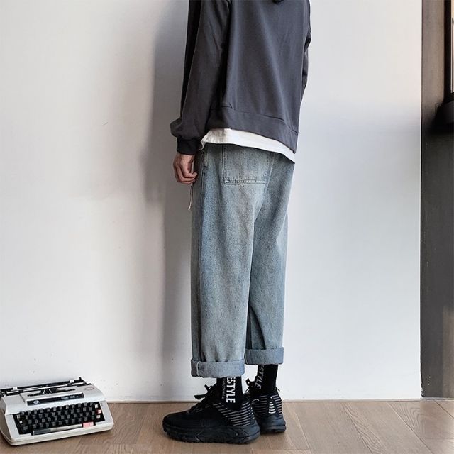 [xả kho lẻ size] Quần jean baggy nam nữ ống rộng màu xanh xám nhạt 2021 | BigBuy360 - bigbuy360.vn