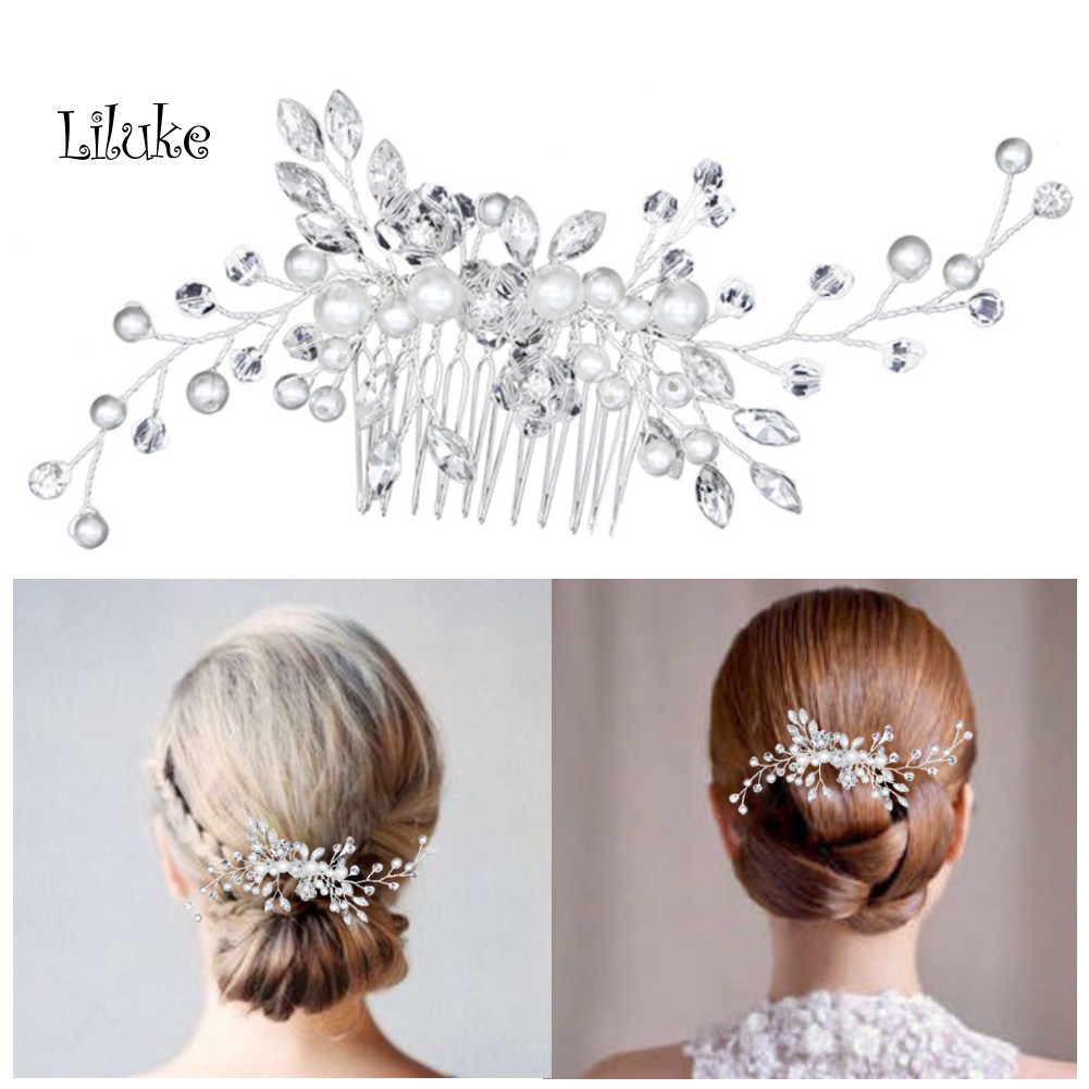 Lược Cài Tóc Đính Đá Và Ngọc Trai Nhân Tạo Thời Trang Dành Cho Nữ