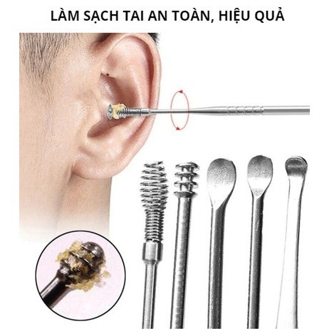 BỘ DỤNG CỤ LẤY RÁY TAI 6 MÓN THÉP KHÔNG GỈ ĐA NĂNG, AN TOÀN, VỆ SINH