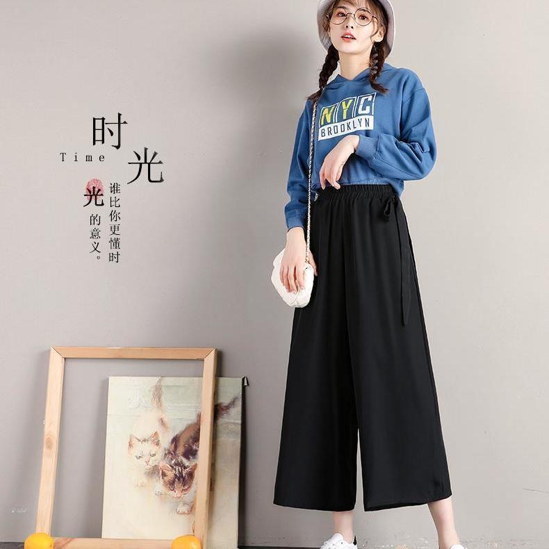 Quần Dài Ống Rộng Màu Đen Dễ Phối Đồ Thời Trang Cho Nữ