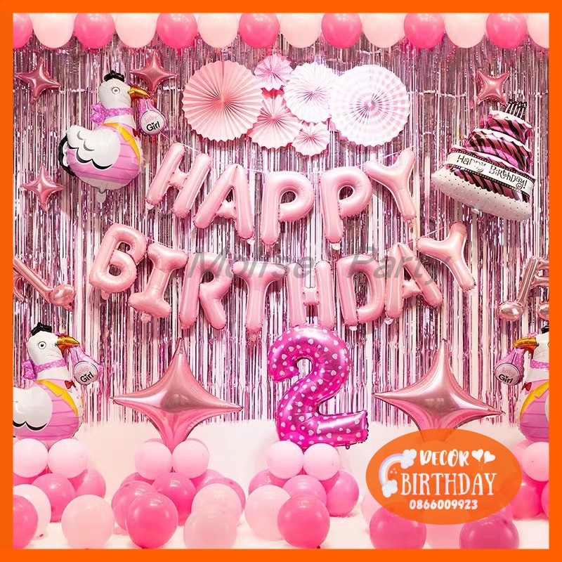 Set Trang Trí Sinh Nhật TUỔI GÀ Cho Bé Trai, Bé Gái, Bóng Y Hình Tặng Kèm Đồ Bơm Băng Dính