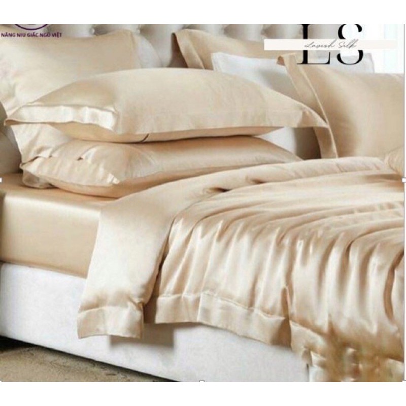 Ga Giường Drap Lẻ Phi Lụa Lavish Silk cao cấp mát lạnh hàng loại 1 không nối vải - Vàng Kem