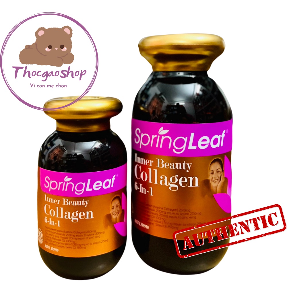 Viên uống bổ sung Collagen Spring Leaf Inner Beauty Collagen 6in1 advance giúp làm đẹp da giảm thâm nám 90/180 viên Úc
