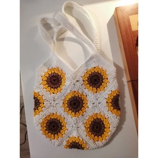 Túi len móc handmade hoa hướng dương nhiều màu có sẵn
