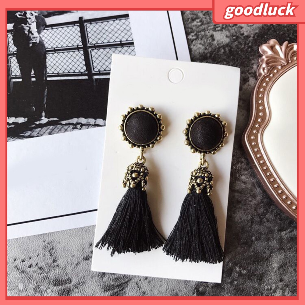 Đôi Bông Tai Dáng Dài Phối Tua Rua Thời Trang Cho Nữ