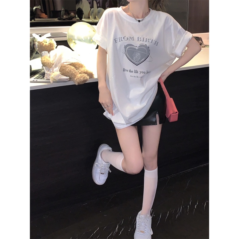 Áo Thun cotton Tay Ngắn Cổ Tròn Thời Trang Phong Cách Hàn Quốc Cho Nữ