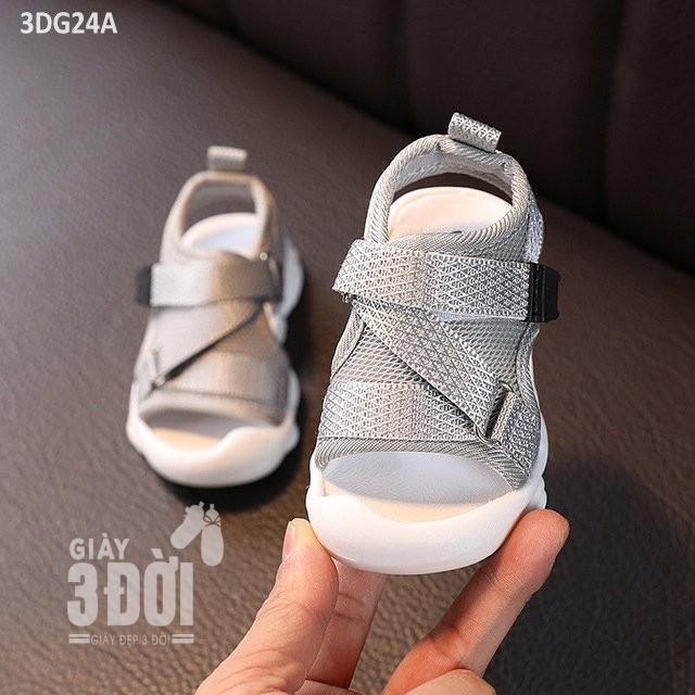 Sandal Giày Tập Đi Dây Chéo Bé Trai Bé Gái 3DG24 GIAY3DOI Cho Chân Bé 12-16cm Siêu Nhẹ, Chống Trơn Trượt