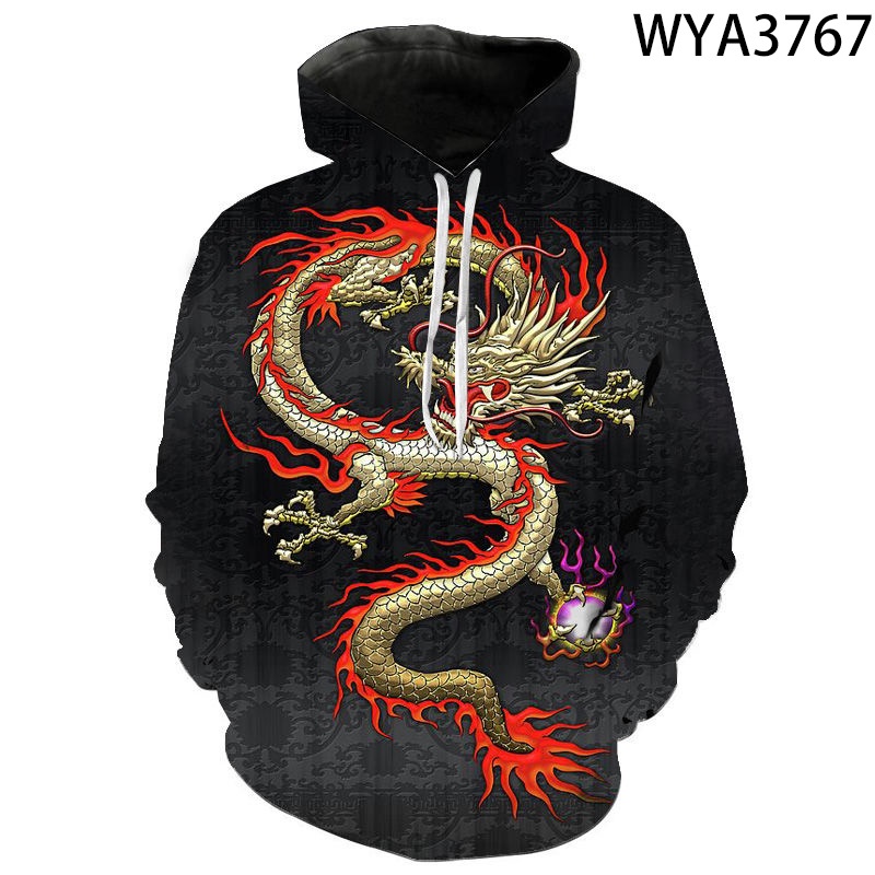 Áo Hoodie In Hình Rồng 3D Thời Trang Dành Cho Nam Nữ