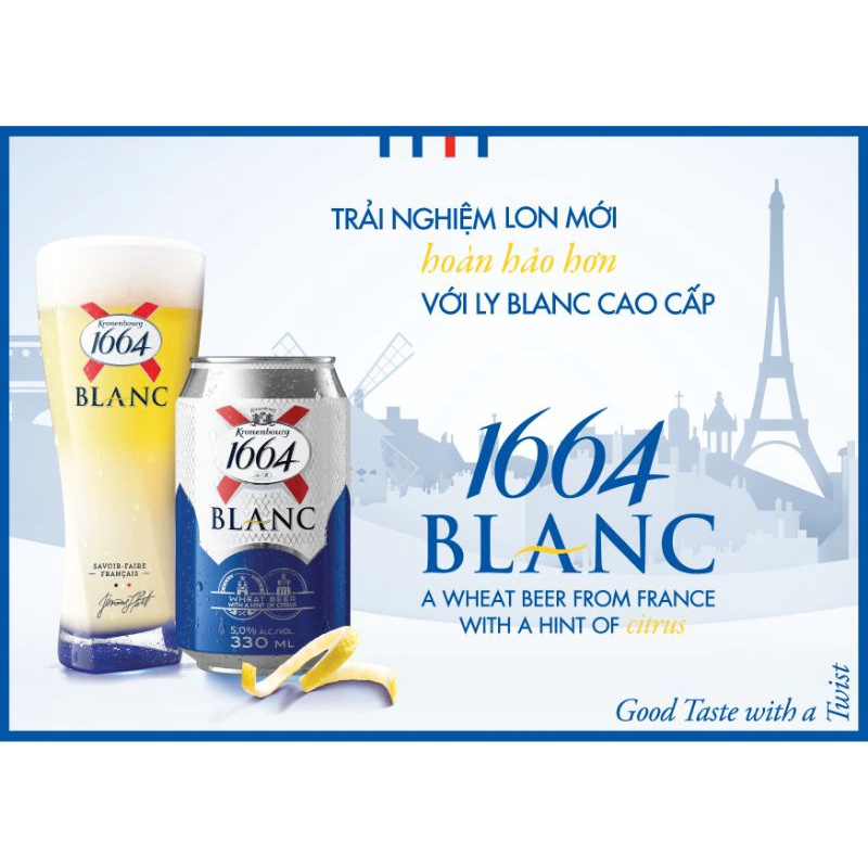 Ly thuỷ tinh uống bia hiệu Kronenbourg 1664 blanc