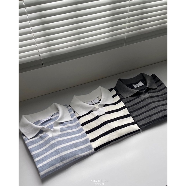 Polo Trắng Sọc - Stripe Collar Sleeve Tee | BigBuy360 - bigbuy360.vn