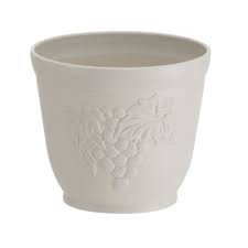 Chậu trồng cây có hoa văn trang trí (màu trắng) 15cm, 20cm, 24cm nội địa Nhật Bản