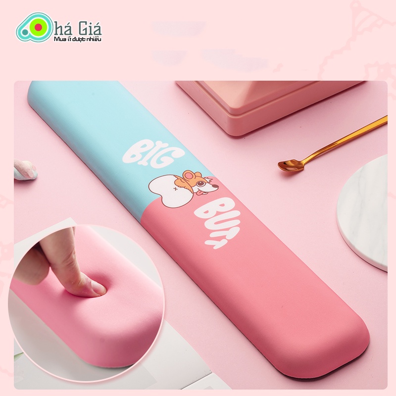 COmbo Bộ Lót Chuột 3D và Đệm Kê Tay Bàn Phím Chống Mỏi Cổ Tay Công Thái Học Bull Dog Big Face - Mouse Pad Silicone Cute