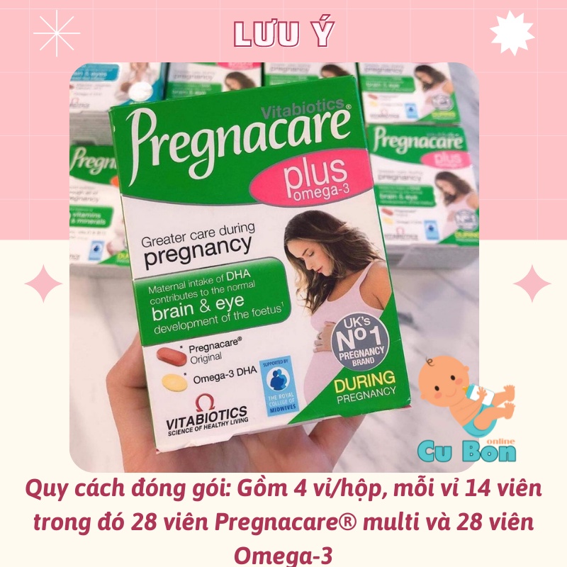 Vitamin bà bầu Pregnacare Plus Omega 3 của Anh 56 viên cung cấp dưỡng chất cần thiết cho phụ nữ mang thai