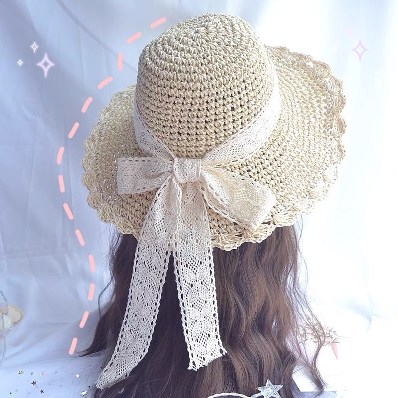 Nón Cói Vintage Nơ Ren Loại 1 Đan Dày Dặn Phom Đẹp Mũ Đi Biển Mềm Gấp Gọn Dễ Dàng