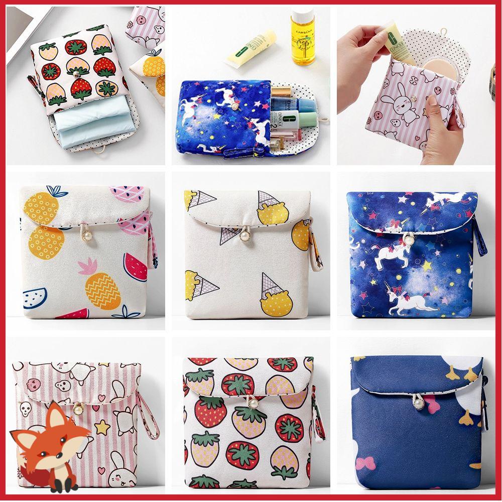 Túi đựng băng vệ sinh tampon khăn ăn sức chứa lớn họa tiết hoạt hình nhỏ gọn