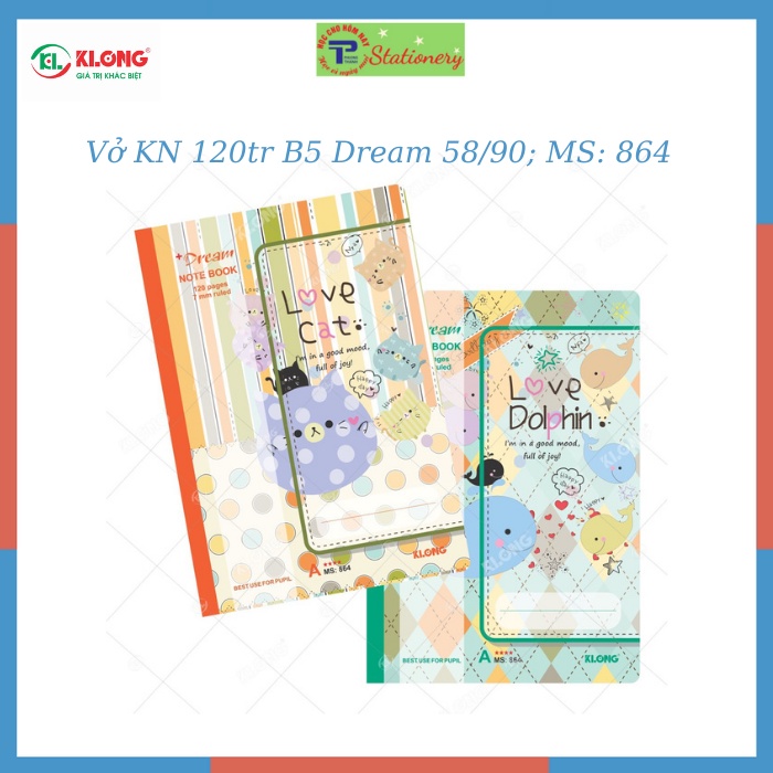 Vở kẻ ngang Klong khổ B5 Dream 72,80,120,200,300 trang ĐL 58/90; MS: 862,863,864,865,866
