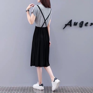 {order bigsize,M-4xl}Váy liền phối 2 mảnh may 2 dây tiểu thư