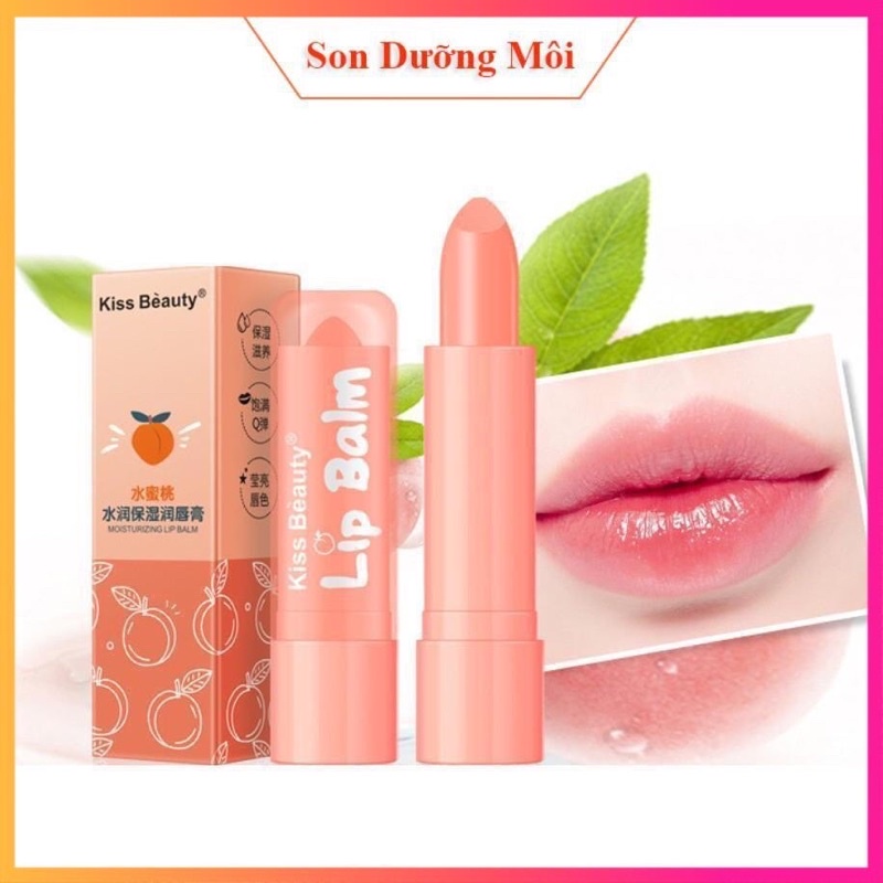 Son dưỡng môi Kiss Beauty Peach chiết xuất đào dưỡng ẩm chống khô