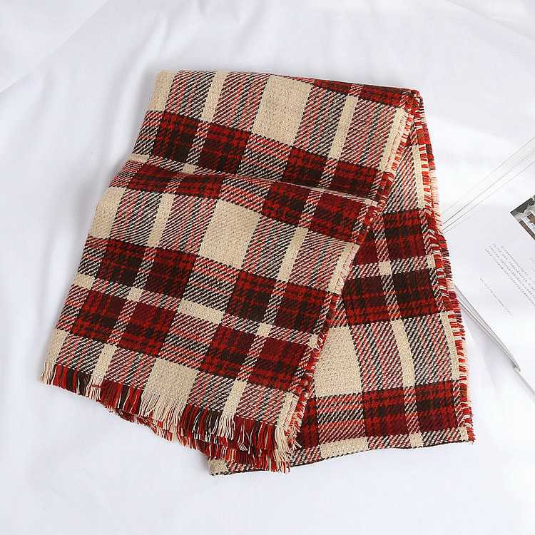 [Mã WAJAN27 hoàn 15% xu đơn 300k] Khăn quàng cổ vintage hoạ tiết hai mặt kẻ vuông phong cách Hàn | BigBuy360 - bigbuy360.vn