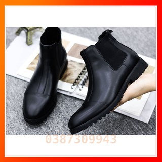 (TẶNG ĐỘN TĂNG CHIỀU CAO) GIÀY CHELSEA BOOT NAM CAO CỔ DA BÒ THẬT 100% - ĐẾ CAO SU ĐÚC NGUYÊN KHỐI - MÃ B003