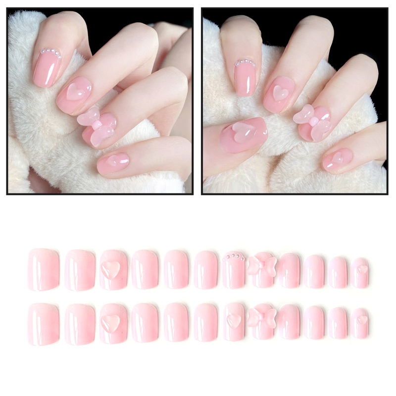 time* 24Pcs Short Square False Nails Artificial Fake Nails Full Cover Fake Fingernails