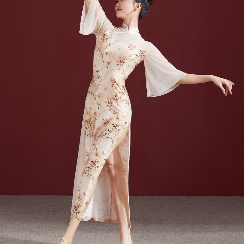 Trang Phục Sườn Xám Biểu Diễn Múa Truyền Thống Trung Hoa Dành Cho Nữ