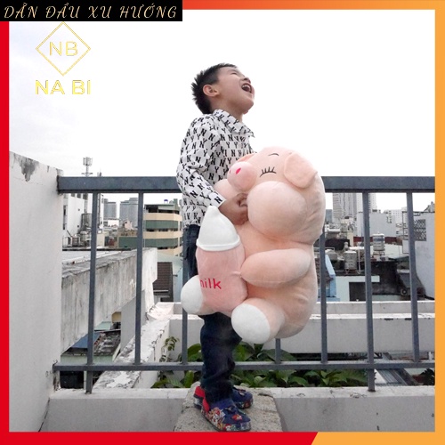 Gấu Bông Heo Ôm Bình Sữa Heo Milk Hàng Nhập Khẩu Siêu Xinh Siêu Hot