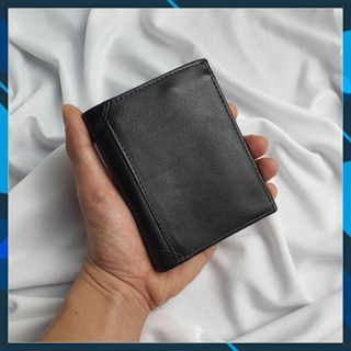 Ví nam da thật, ví đứng da bò ws101b black - 100% da bò thật, bh 3 năm
