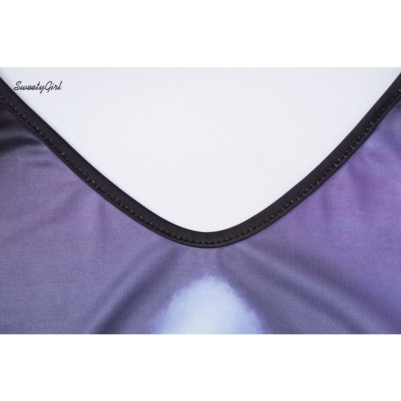 Đầm Mini Không Tay Cổ Chữ U Họa Tiết Màu Nhuộm Thời Trang 2022 Cho Nữ