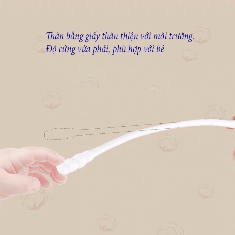 Tăm bông Misuta vệ sinh ngoáy tai cho bé hộp 400 que 2 đầu được làm từ bông tự nhiên mềm mại an toàn cho da bé