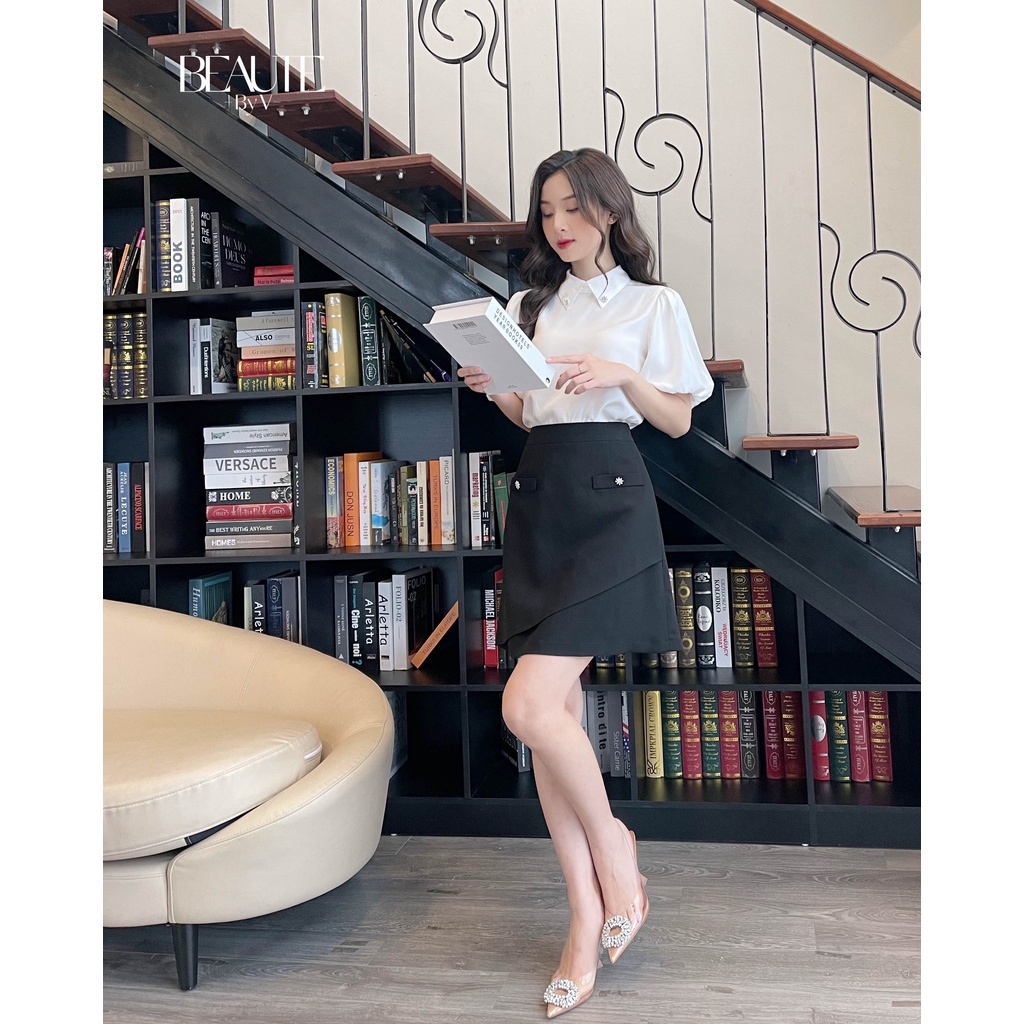 BEAUTEBYV - Áo sơ mi nữ đính đá tay bồng Gem | BigBuy360 - bigbuy360.vn