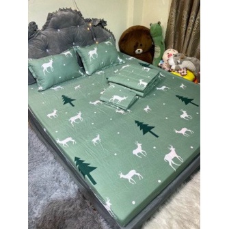 Ga Trải Giường Poly 2MX2M2 Vải cotton poly mềm mịn,toàn mẫu đáng yêu,HỌA TIẾT CÂY THÔNG XANH