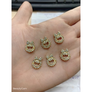 Charm nơ tròn đính đá xung quanh viền- phụ kiện trang trí nail