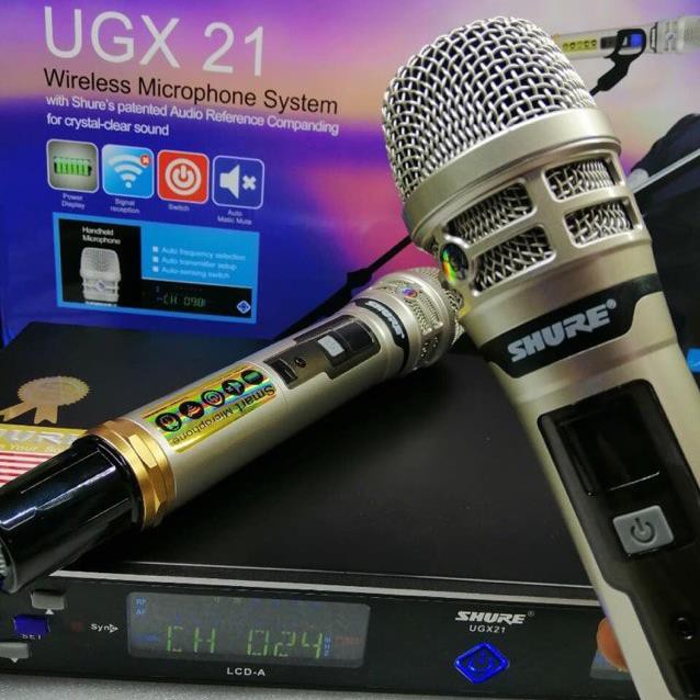 Micro không dây Shure UGX21 model mới nhất năm 2020, 4 râu thu sóng cực khỏe, hát cực nhẹ