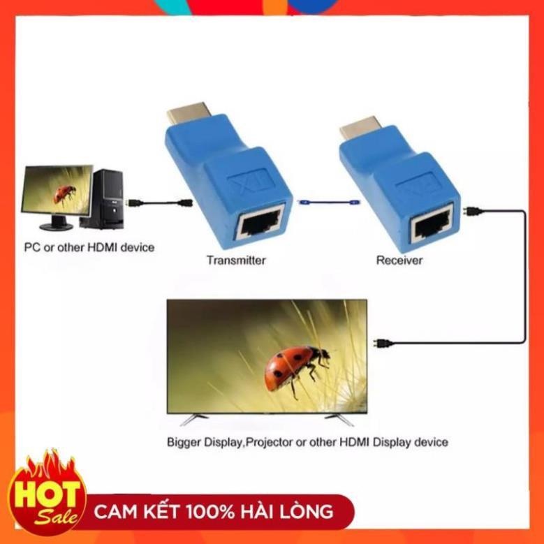 Bộ kết nối HDMI nối dài thông qua dây Lan. Max 30m. Bộ chuyển HDMI to Lan 30m. Vi Tính Quốc Duy