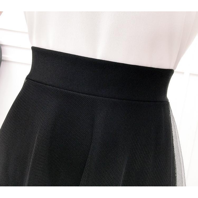 Spot free shipping girls bag hip skirt Korean fashion high waist sexy see-through black gauze mesh a-line | BigBuy360 - bigbuy360.vn