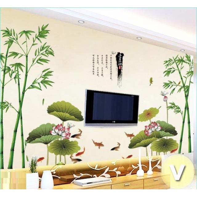 Decal dán tường Sen tre