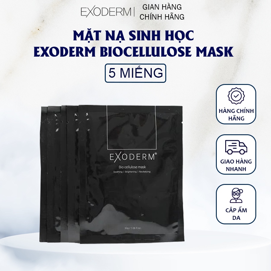 Mặt Nạ EXODERM BIOCELLULOSE - Cấp Ẩm, Làm Sáng & Phục Hồi Da Từ Sâu Bên Trong [5 Miếng]