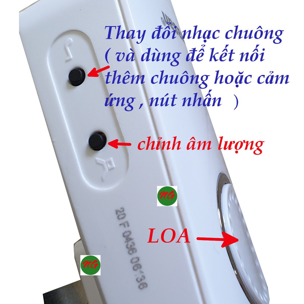 Bộ chuông cửa không dây - 2 ĐẦU CHUÔNG có nút nhấn chống nước Kawasan DB668B