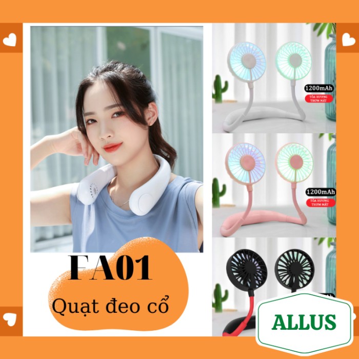 Quạt mini đeo cổ không cánh ALLUS _Biên độ thổi 360 độ mát mẻ dễ chịu, có thể sử dụng trong 3~5h_BH 1 tháng 1 đổỉ 1