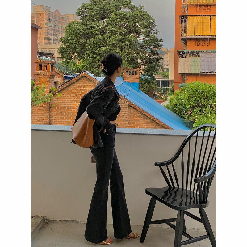 ❁ஐ✁Quần jean đen lưng cao dáng ôm co giãn phong cách Retro Hong Kong 2021 cho nữ