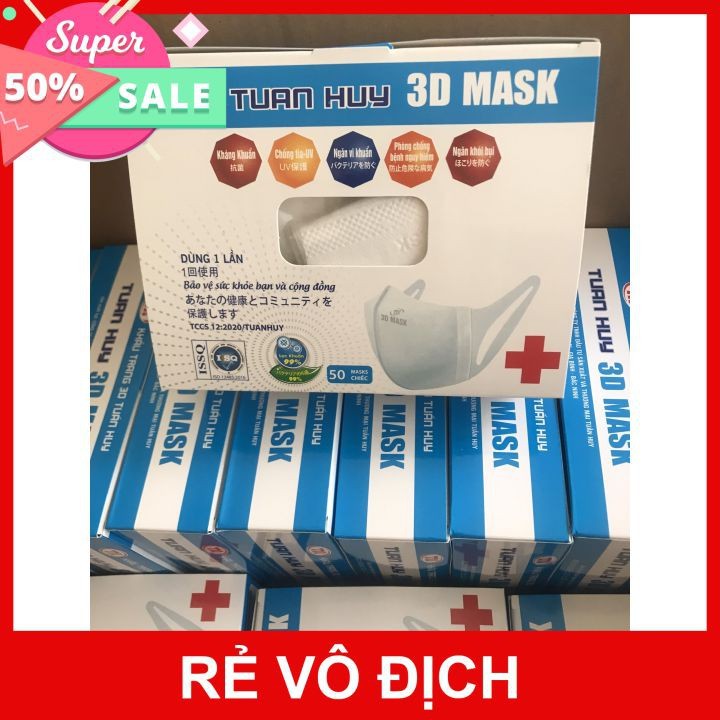 KHẨU TRANG Y TẾ 3D MAKS😻hộp 50 cái của TUẤN HUY😻Ngăn ngừa khói bụi  và phòng chống dịch bệnh.chuyên gia bảo vệ sức khỏe | BigBuy360 - bigbuy360.vn