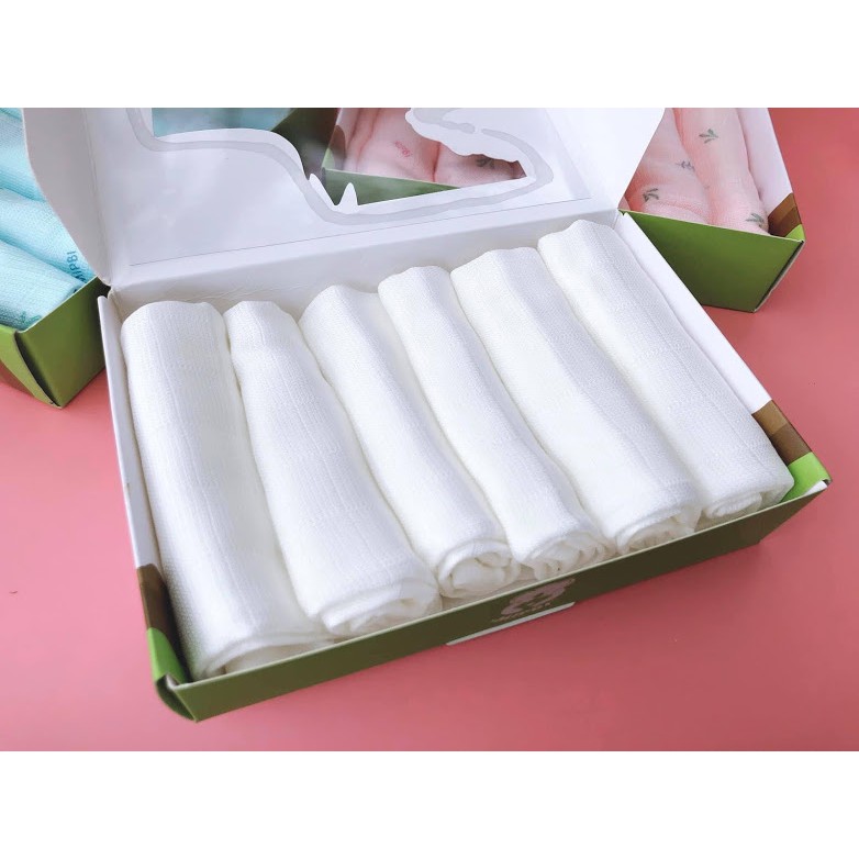 KHĂN SỮA MIPPi 100% Sợi Tre SiÊU MỀm (hộp 6 khăn)