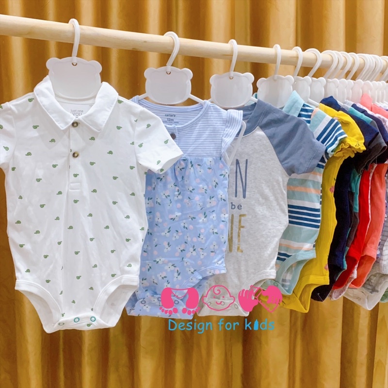 (Size 9-12m) Bodysuit bộ body chip cộc tay mẫu mới 2023 cổ đức / cổ tròn / cổ trụ hàng xuất Carter.s cho bé (chọn mẫu)